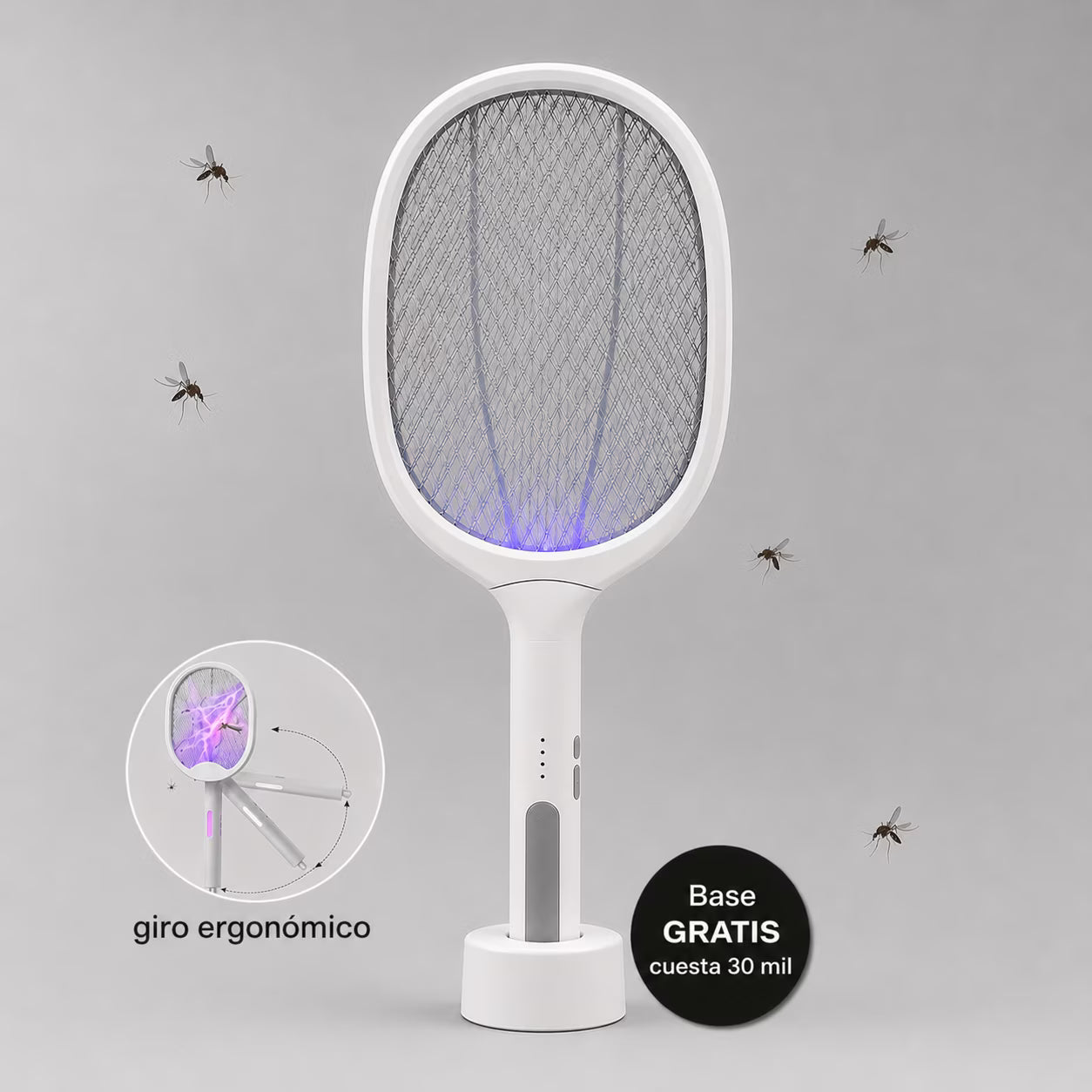 Raqueta Eléctrica Premium: Con luz que los atrae